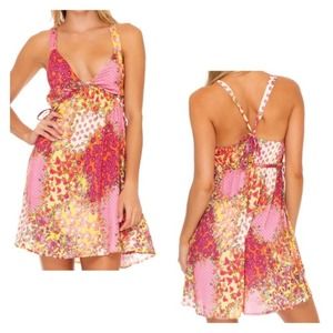 NWT Luli Fama Boho Gypsy Dream V Neck Short Dress XS